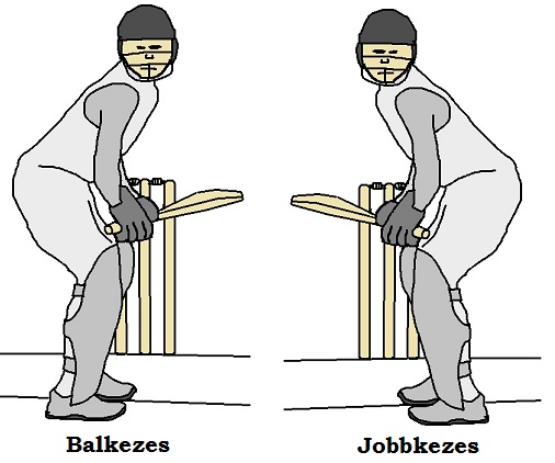 Bal- és jobbkezes ütőpóz a krikettben